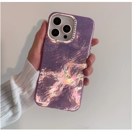 Advanced tin foil pattern iPhone 15 case with 14 promax protective cover, 13 electroplating, and 12 diamond stickers 11 couple styles