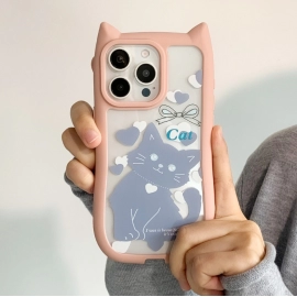 Love Cat 15promax Phone Case iphone13 Apple 11 Women's 14plus Large Hole 12 Blue Cat Ears