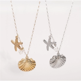 Ocean series pearl necklace, light luxury, French high-end feeling, starfish shell necklace