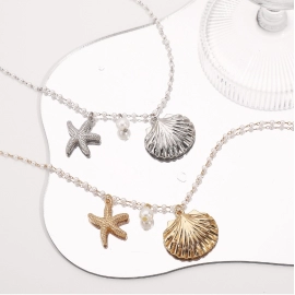 Ocean series pearl necklace, light luxury, French high-end feeling, starfish shell necklace