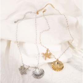 Ocean series pearl necklace, light luxury, French high-end feeling, starfish shell necklace
