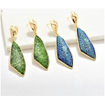European and American personality irregular geometric blue green light luxury brick earrings s925 silver needle high-quality earring accessories