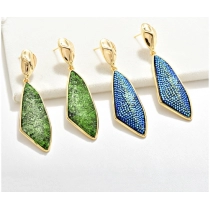 European and American personality irregular geometric blue green light luxury brick earrings s925 silver needle high-quality earring accessories