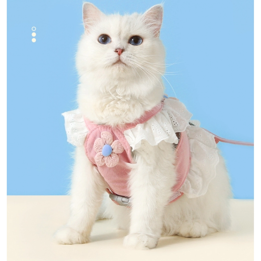 Cat leash JK small flower dog leash strap style cat and dog clothing leash for puppies, specifically designed for walking dogs