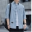 Cotton shirt men's seven quarter sleeved short sleeved cotton workwear solid color loose and handsome mid sleeved shirt