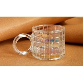  Heat resistant glass, light luxury style, ins mug, coffee water cup with handle, big ear cup, creative and high aesthetic value