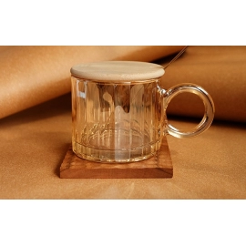  Heat resistant glass, light luxury style, ins mug, coffee water cup with handle, big ear cup, creative and high aesthetic value