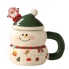 Creative Christmas Ceramic Cup Cartoon Snowman Makeup Gift Box Large Capacity Water Cup Gift Box for Girls Christmas Gift
